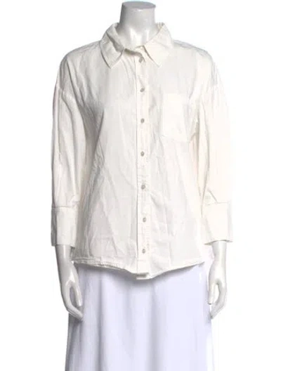Pre-owned Anine Bing Three-quarter Sleeve Button-up Top In Neutral