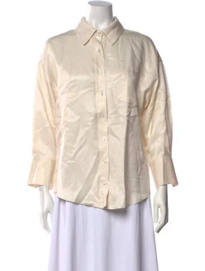 Pre-owned Anine Bing Three-quarter Sleeve Button-up Top In Neutral