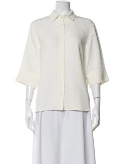 Pre-owned Anine Bing Three-quarter Sleeve Button-up Top In Neutrals
