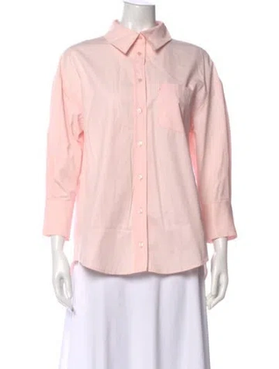 Pre-owned Anine Bing Three-quarter Sleeve Button-up Top In Pink
