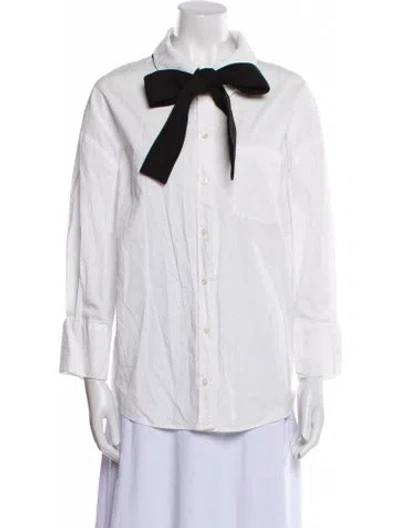 Pre-owned Anine Bing Three-quarter Sleeve Button-up Top In White