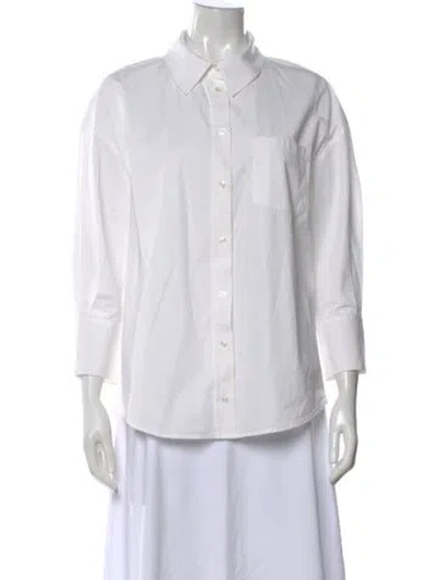 Pre-owned Anine Bing Three-quarter Sleeve Button-up Top In White