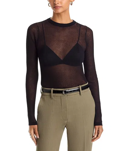Anine Bing Tiana Crewneck Cotton Blend Sweater In Black