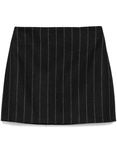 Anine Bing Tierra Pinstriped Wool-blend Mini Skirt In Black