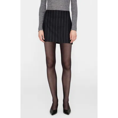 Anine Bing Tierra Pinstripe Wool Blend Miniskirt In Dark Grey Pinstripe