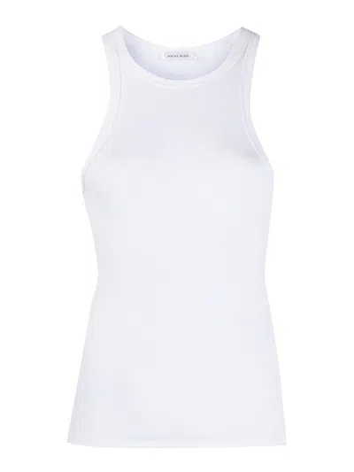 Anine Bing Womens Ivory Cole Embroidered-logo Knit Top In White
