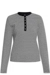 Anine Bing Alessia Long Sleeve Tee In Cream And Black Stripe