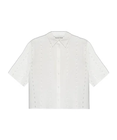 Anine Bing Lincoln Embroidered Cotton Shirt In White