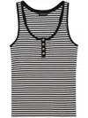 Anine Bing Alessia Tank Top In Black Cotton In Multiriga