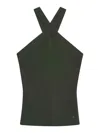 Anine Bing Brea Viscose Blend Knit Top In Dark Green