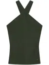 Anine Bing Brea Viscose Blend Knit Top In Dark Olive