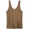 Anine Bing Lea Silk Satin Tank Top In Brown