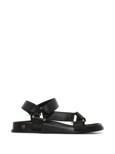 Anine Bing Touch-strap Sandals In Black