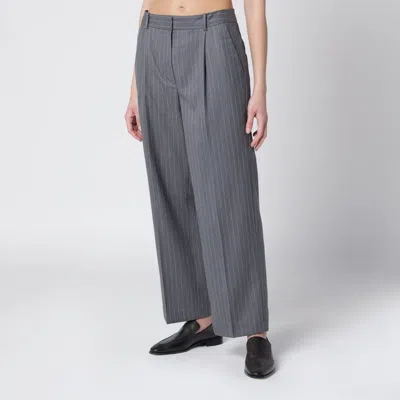 Anine Bing Trent Cropped Trousers In Light Grey Fabric In Gray