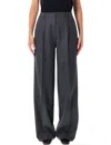 Anine Bing Dark Grey Wide-leg Wool Trousers In Black