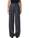 Anine Bing Dark Grey Wide-leg Wool Trousers In Gray