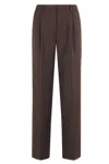 Anine Bing Trent Tailored Trousers With Front Pleats In Brown