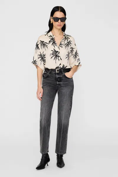 Anine Bing Tristan Shirt - Black Palm L