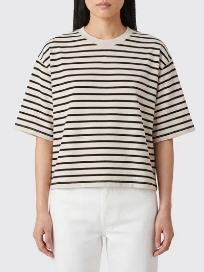 Anine Bing Womens Blk Stripe French Terry Myers Cropped Cotton-blend T-shirt Xs In Neutral
