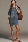 Anine Bing Tulah Short-sleeve Denim Dress In Blue