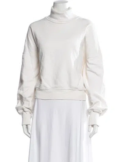 Pre-owned Anine Bing Turtleneck Long Sleeve Sweatshirt In White