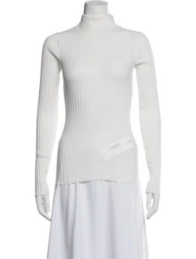 Pre-owned Anine Bing Turtleneck Long Sleeve Top In Neutral