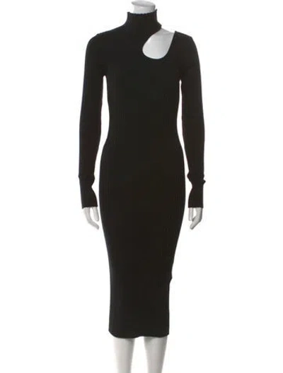 Pre-owned Anine Bing Turtleneck Midi Length Dress In Black