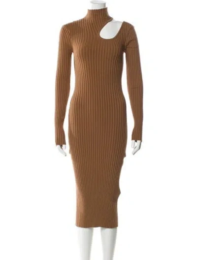 Pre-owned Anine Bing Turtleneck Midi Length Dress In Brown