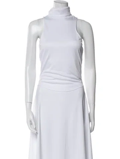 Pre-owned Anine Bing Turtleneck Sleeveless Crop Top In White