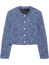 Anine Bing Cropped Tweed Jacket With Four Button Cuffs In Blau