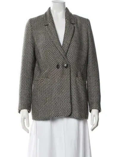 Pre-owned Anine Bing Tweed Pattern Blazer In Black