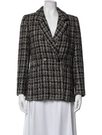 Pre-owned Anine Bing Tweed Pattern Blazer In Black