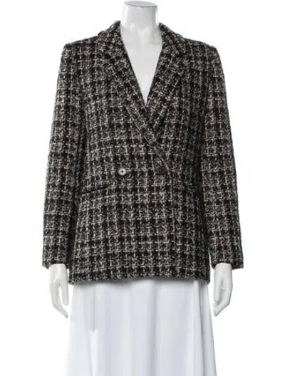 Pre-owned Anine Bing Tweed Pattern Blazer In Black