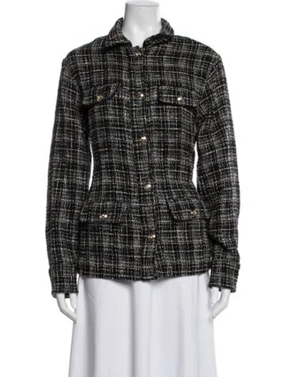 Pre-owned Anine Bing Tweed Pattern Blazer In Black