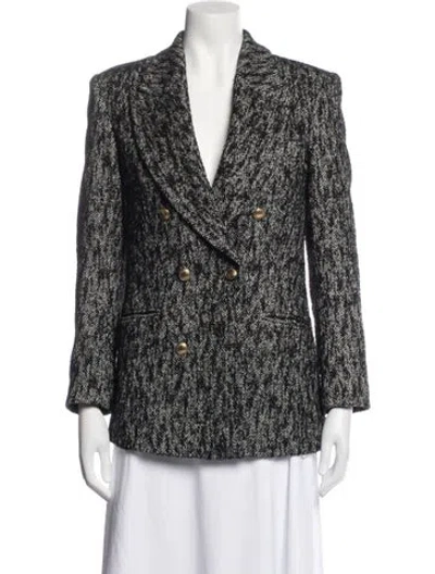 Pre-owned Anine Bing Tweed Pattern Blazer In Black/white