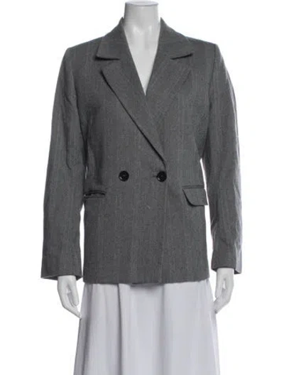 Pre-owned Anine Bing Tweed Pattern Blazer In Gray