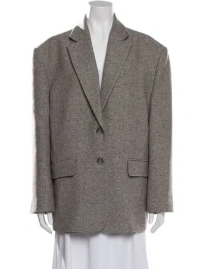 Pre-owned Anine Bing Tweed Pattern Blazer In Neutral