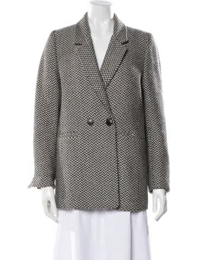 Pre-owned Anine Bing Tweed Pattern Blazer In White