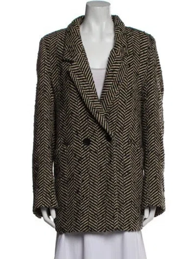 Pre-owned Anine Bing Tweed Pattern Coat In Black