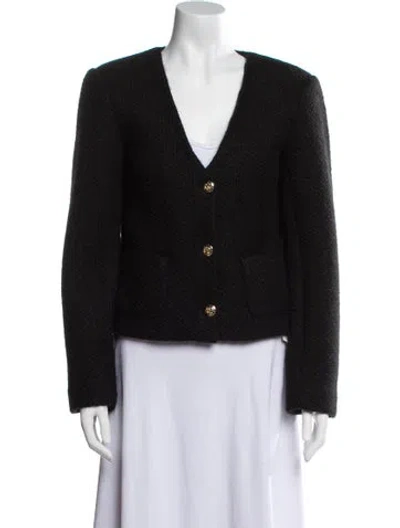 Pre-owned Anine Bing Tweed Pattern Evening Jacket In Black