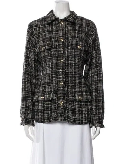 Pre-owned Anine Bing Tweed Pattern Jacket In Black