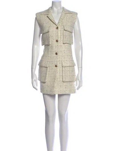 Pre-owned Anine Bing Tweed Pattern Mini Dress In Neutral