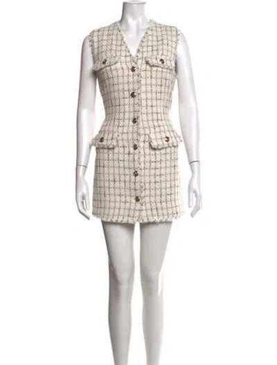 Pre-owned Anine Bing Tweed Pattern Mini Dress In Neutral