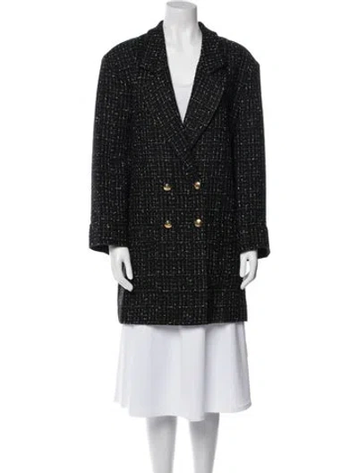 Pre-owned Anine Bing Tweed Pattern Peacoat W/ Tags In Black