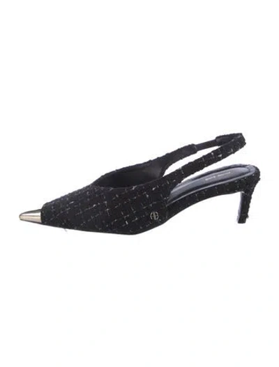 Pre-owned Anine Bing Tweed Patterned Slingback Pumps In Black