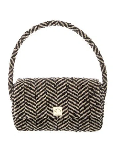 Pre-owned Anine Bing Tweed Shoulder Bag In Black