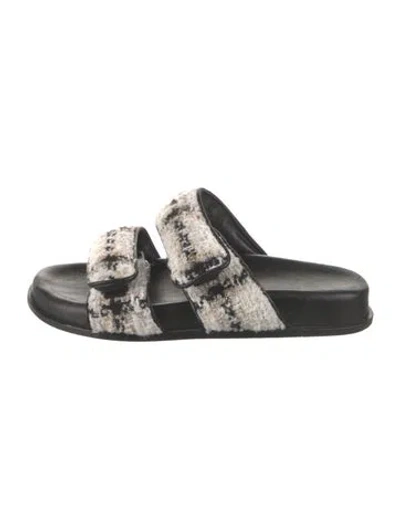 Pre-owned Anine Bing Tweed Tweed Pattern Slides In Black/neutrals