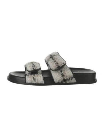 Pre-owned Anine Bing Tweed Tweed Pattern Slides In Black/neutrals