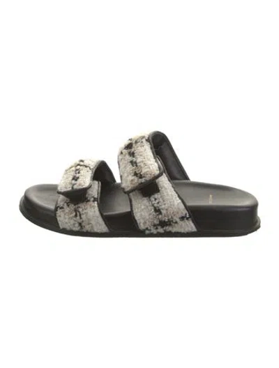 Pre-owned Anine Bing Tweed Tweed Pattern Slides In White