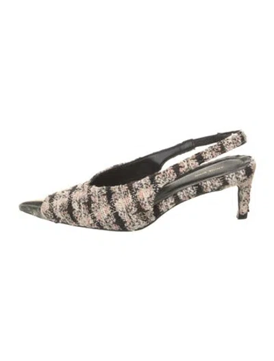 Pre-owned Anine Bing Tweed Tweed Pattern Slingback Pumps In Black